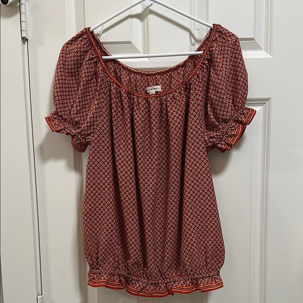 Max Studio Orange Patterned Top
